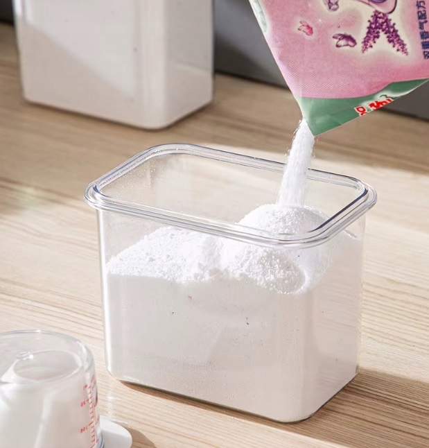 POJEMNIK PUDEŁKO ORGANIZER Z MIARKĄ NA PROSZEK PŁYN DO PRANIA PŁUKANIA 1,1L