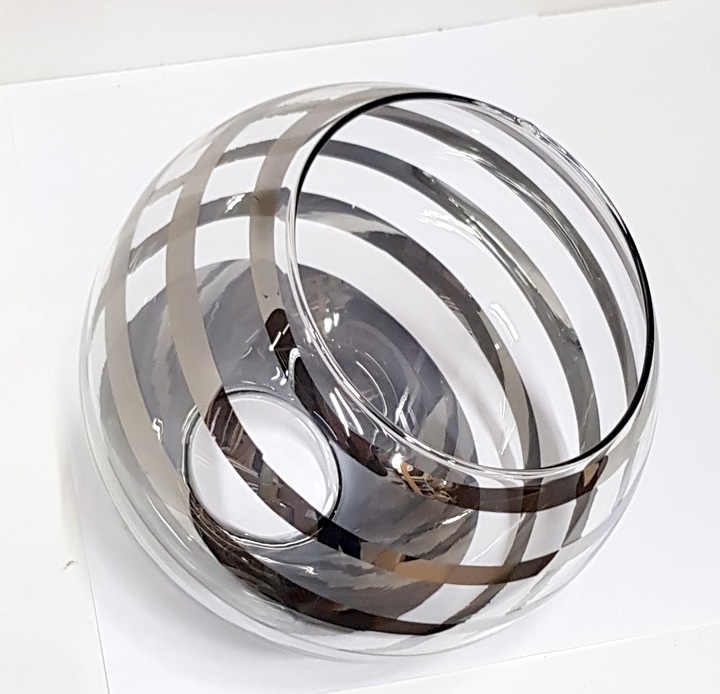 Klosz SZKLANY do lamp na E27 Kula paski chrom