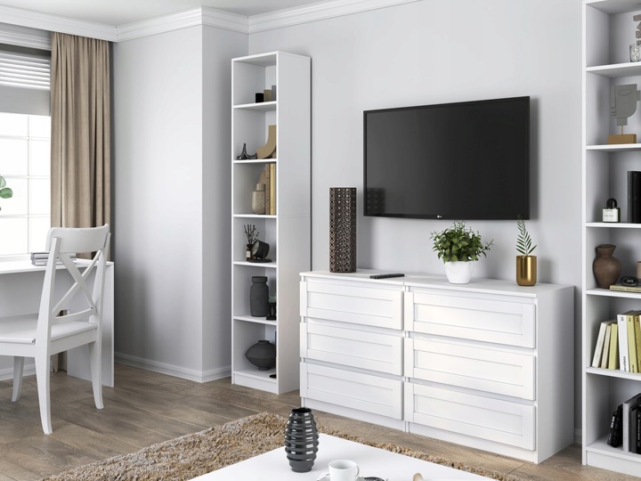 WITRYNA REGAŁ W40 PAFOS SZAFKA NA KSIĄŻKI BIAŁY DO SALONU, BIURA,