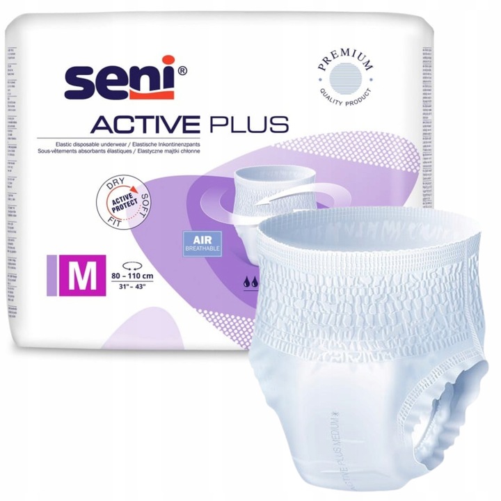 SENI ACTIVE PLUS M MAJTKI CHŁONNE WCIĄGANE DLA DOROSŁYCH 10szt.