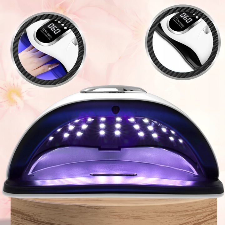 MOCNA LAMPA DO PAZNOKCI HYBRYD ŻELI UV LED SUN X10 MAX LCD Z RĄCZKĄ