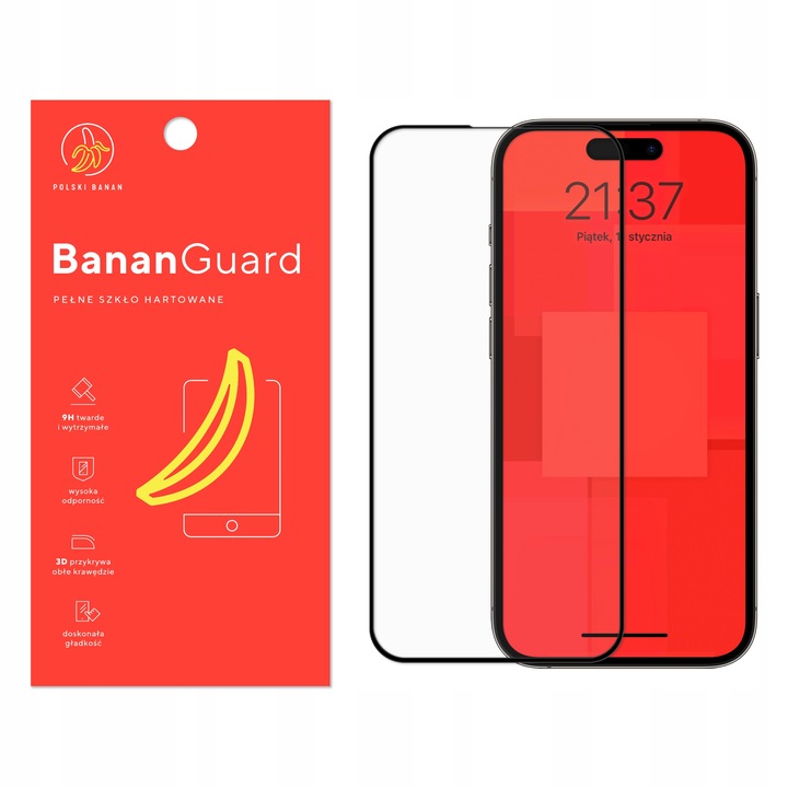 Szkło hartowane 5D BananGuard pełne do Apple iPhone 14 Pro