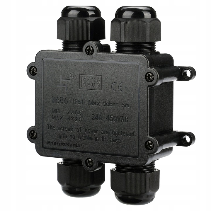 Poczwórna hermetyczna puszka kablowa instalacyjna IP68 CableGuard