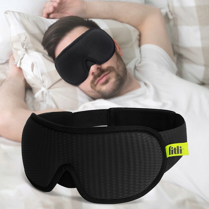 OPASKA NA OCZY DO SPANIA 3D Maska Zaciemniająca Regulowana MEMORY CZARNA