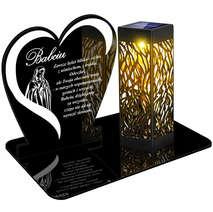 ZNICZ SOLARNY LED WIECZNY DLA MAMY NA CMENTARZ GRÓB lampka Napis Serce 3D