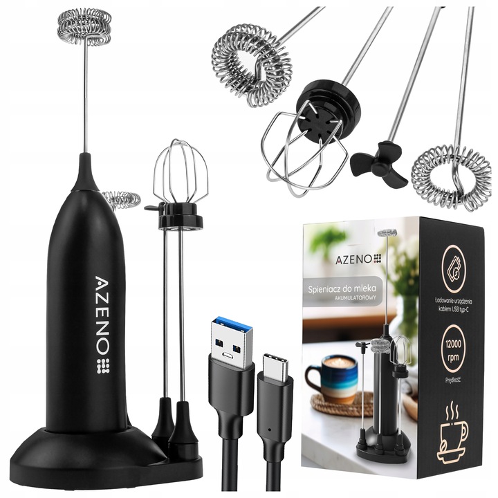 ELEKTRYCZNY SPIENIACZ DO MLEKA RĘCZNY 4W1 MINI UBIJACZKA DO MLEKA KAWY