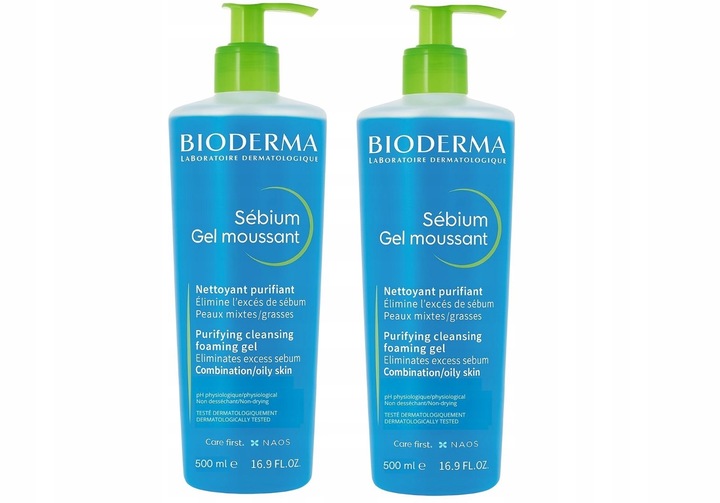 Bioderma Sebium moussant, antybakteryjny żel do mycia twarzy, 2 x