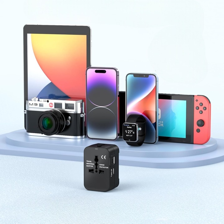 PRZEJŚCIÓWKA ADAPTER GNIAZDKA PODRÓŻNY USA UK CAŁY ŚWIAT USB C PD