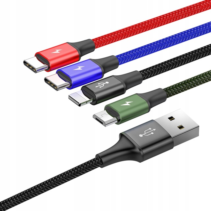 SZYBKI KABEL MOCNY PRZEWÓD BASEUS 4W1 USB DO IPHONE LIGHTNING MICRO 2xUSB-C