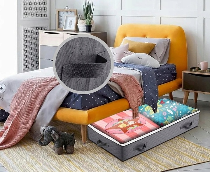 DUŻY ORGANIZER POJEMNIK POKROWIEC POD ŁÓŻKO Na POŚCIEL KOŁDRĘ ZABAWKI
