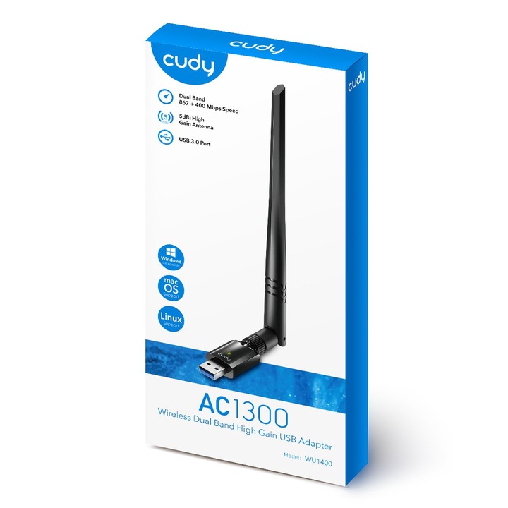 Karta Sieciowa zewnętrzna USB 3.0 Cudy Wu1400 adapter WiFi do laptopa 5 GHz