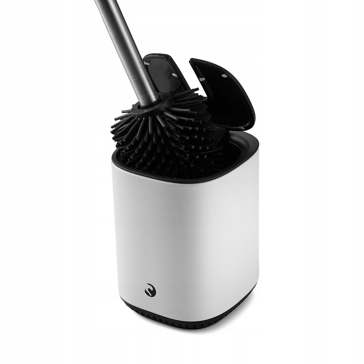 SZCZOTKA DO WC SILIKONOWA BIAŁA TOALETOWA STAL NIERDZEWNA METALOWY STOJAK