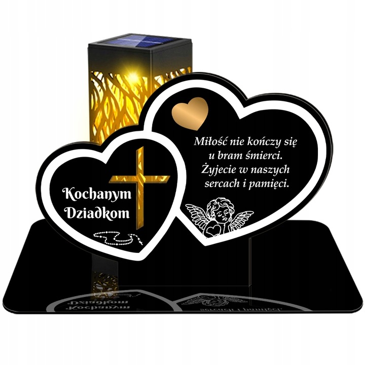 ZNICZ SOLARNY LED WIECZNY DLA DZIADKÓW NA CMENTARZ GRÓB lampka Serce 3D