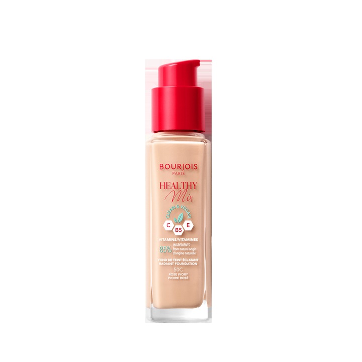 BOURJOIS Healthy Mix Clean Wegański Podkład do twarzy 30ml - 50 Rose Ivory