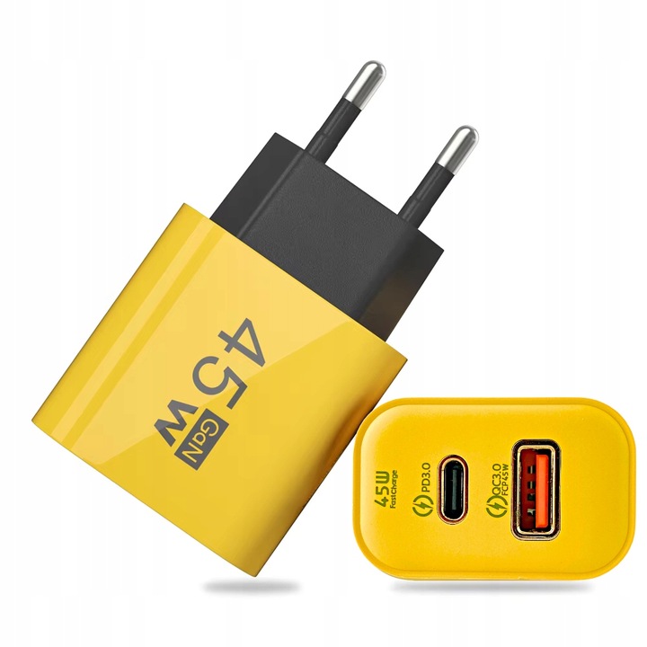 SZYBKA ŁADOWARKA SIECIOWA USB TYPE-C GaN 45W QC 3.0 PD do TELEFONU LAPTOPA