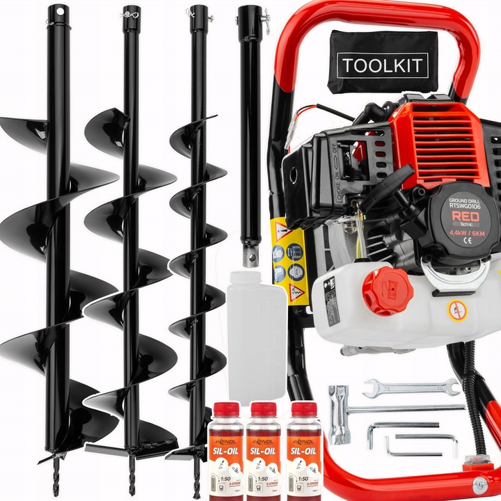 WIERTNICA GLEBOWA ŚWIDER SPALINOWY 6KM + 3 WIERTŁA ŚWIDRY PRZEDŁUŻKA 3