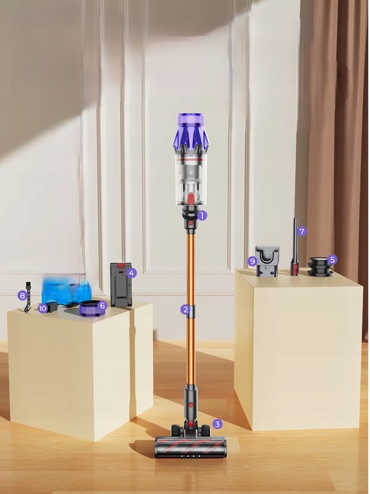 ODKURZACZ AKUMULATOROWY PIONOWY RĘCZNY BEZPRZEWODOWY LARESAR V7 500w