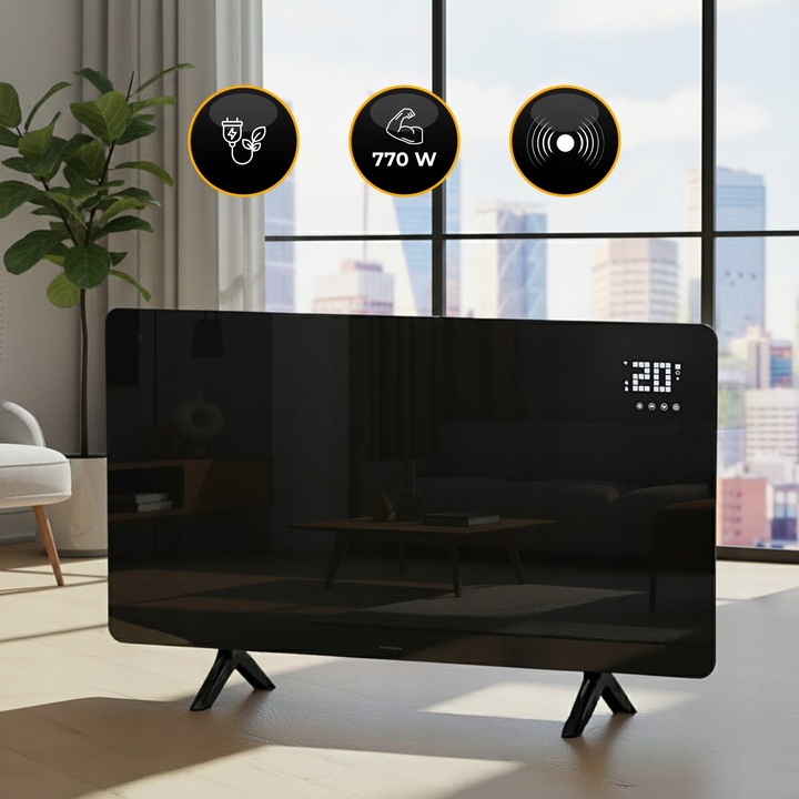 Szklany grzejnik na podczerwień promiennik PrimeHeat 720W WiFi Tuya