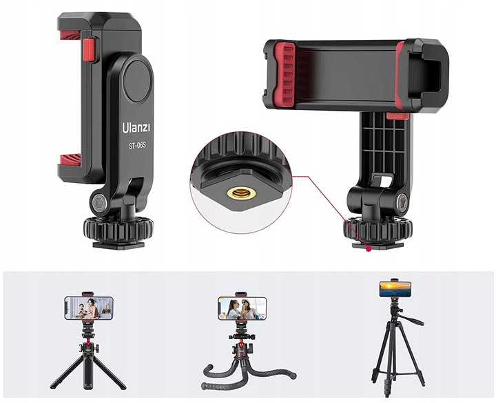 Ulanzi ST-06S Adapter uchwyt statywowy do telefonu + zimna stopka x 2
