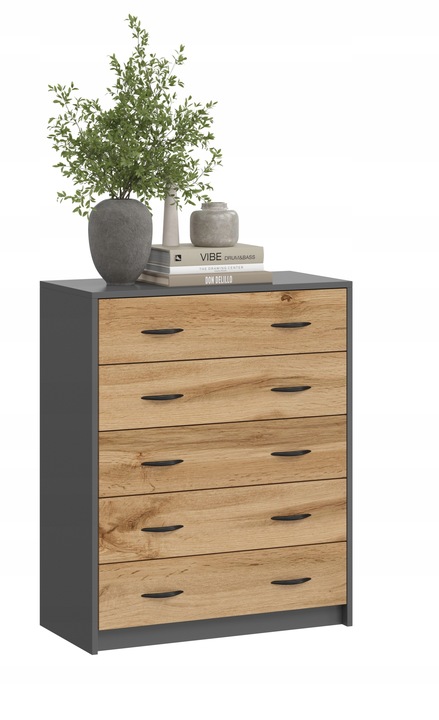 SZAFKA NA BUTY,KOMODA 5K GRAFIT DĄB WOTAN