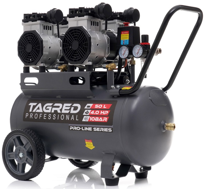 PROFESJONALNY KOMPRESOR BEZOLEJOWY 10 BAR 50L 4 TŁOKI CICHY MOCNY