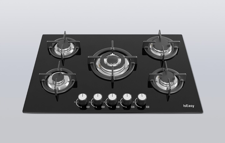 Płyta Gazowa Iseasy Mgbg-775 5 Żeliwnych Palników NG LPG Do Zabudowy