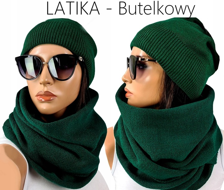 POLSKI KOMPLET CZAPKA + DUŻY KOMIN CIEPŁY - KOLORY