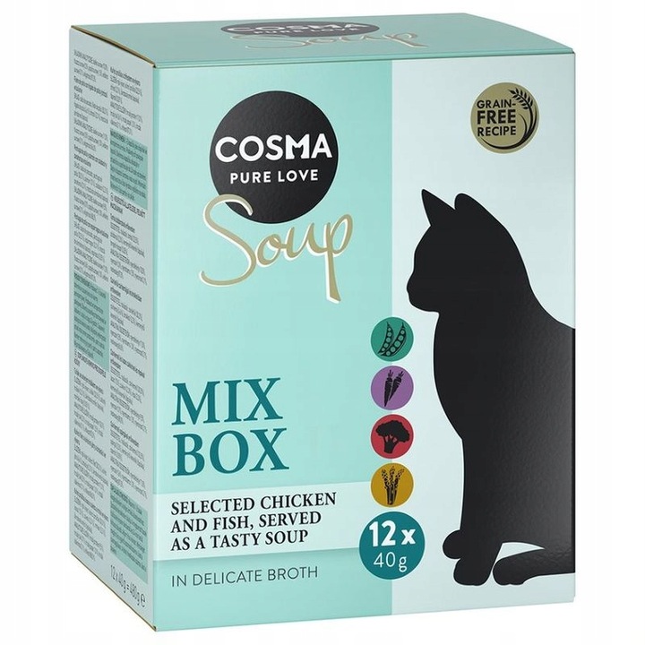 Mokra karma dla kota Cosma soup 12 x 40 g mix smaków 0,48 kg