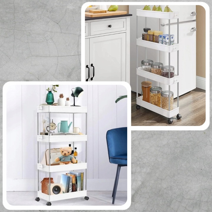 PÓŁKA ŁAZIENKOWA KUCHENNA SZAFKA NA KÓŁKACH REGAŁ 4 POZIOMOWY Z