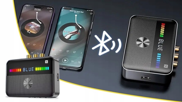 ADAPTER TRANSMITER BLUETOOTH ODBIORNIK NADAJNIK BT 5.3 AUX RCA NFC