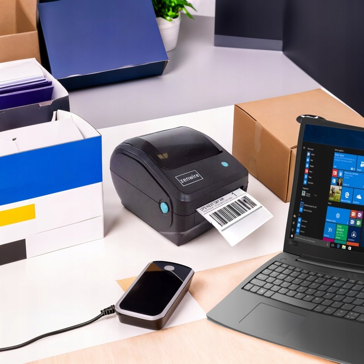 Drukarka Termiczna Etykiet Kurierskich Samoprzylepnych WiFi Bluetooth USB