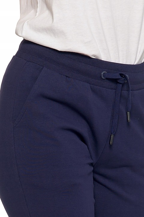 SPODNIE DRESOWE DAMSKIE BAWEŁNIANE JOGGERY BEZ WZORU MORAJ GRANATOWE S