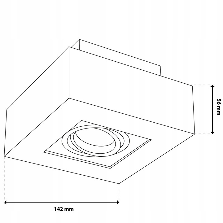 Oprawa Halogenowa Natynkowa Lampa Sufitowa Kwadratowa Ruchoma Czarna