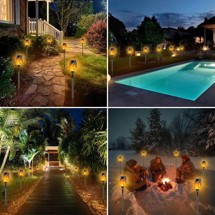 LAMPA SOLARNA POCHODNIA LAMPKI SOLARNE DO OGRODU OGRODOWE LED 4 SZTUKI