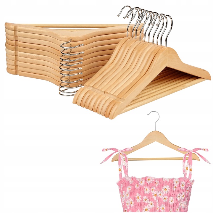 WIESZAK NA UBRANIA DZIECIĘCE WIESZAKI OGIVO x20 DLA DZIECI DREWNO