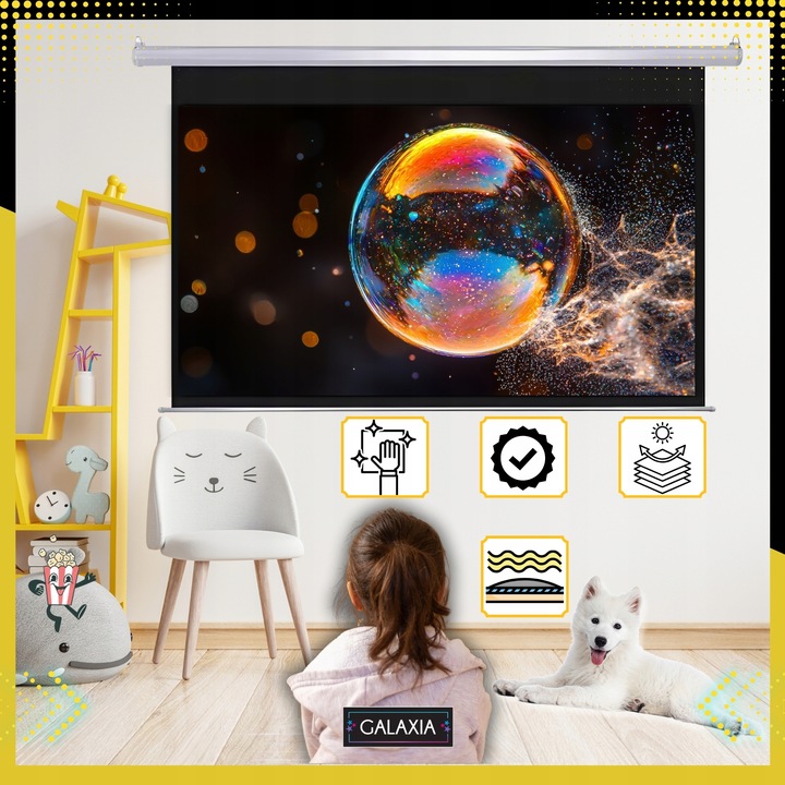 EKRAN PROJEKCYJNY ELEKTRYCZNY 100 CALI Do Projektora Do Rzutnika Z