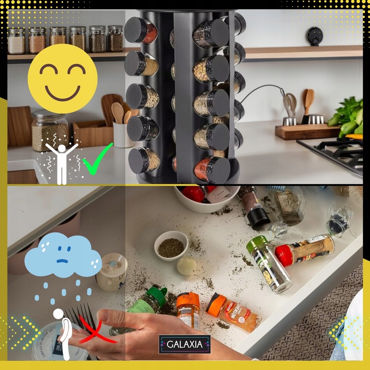 STOJAK NA PRZYPRAWY POJEMNIKI 20SZT Słoiczki Słoiki Przyprawnik i