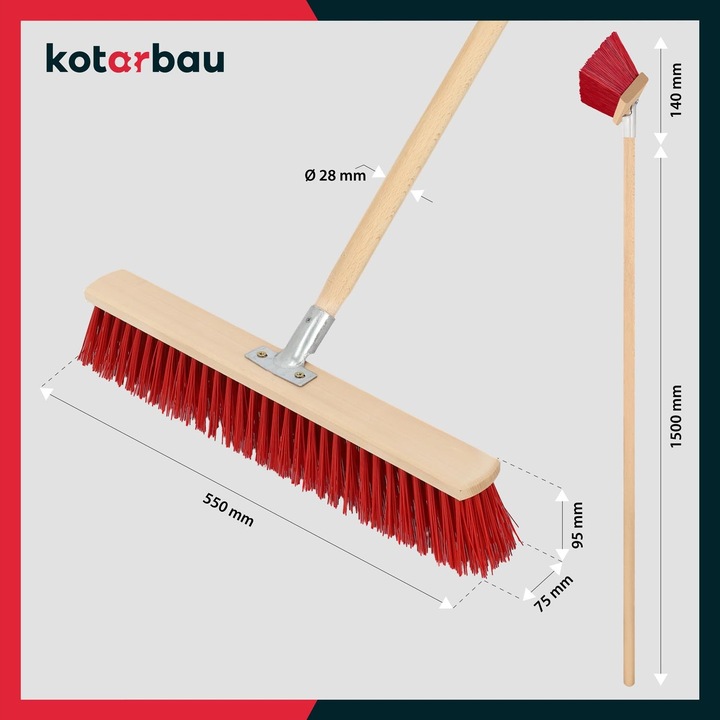 MIOTŁA SZCZOTKA 500 MM ULICÓWKA PCV ZAMIATACZ ZMIOTKA Z DREWNIANYM