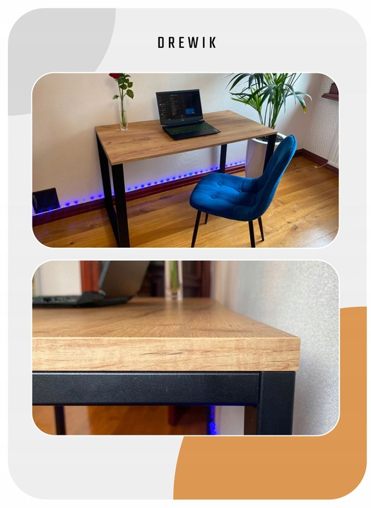 NOGI DO STOŁU BIURKA METALOWE CZARNE 80x72 CM PROFIL 6x2 CM LOFTOWE 2