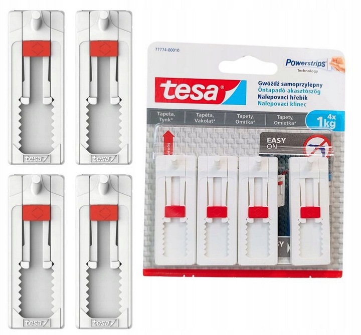 Gwóźdź TESA Haczyk Samoprzylepny Regulowany do tapet/tynku udźwig 1KG