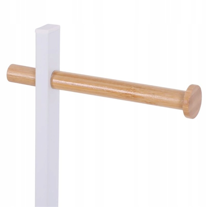 Stojak na papier toaletowy z uchwytem i szczotką WC biały bambus YOKA