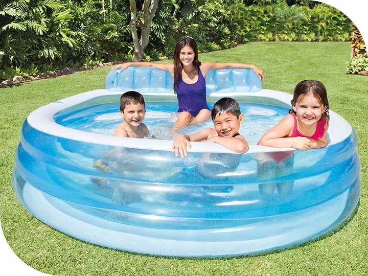 Basen Ogrodowy Dmuchany Intex z Ławeczką Oparciem