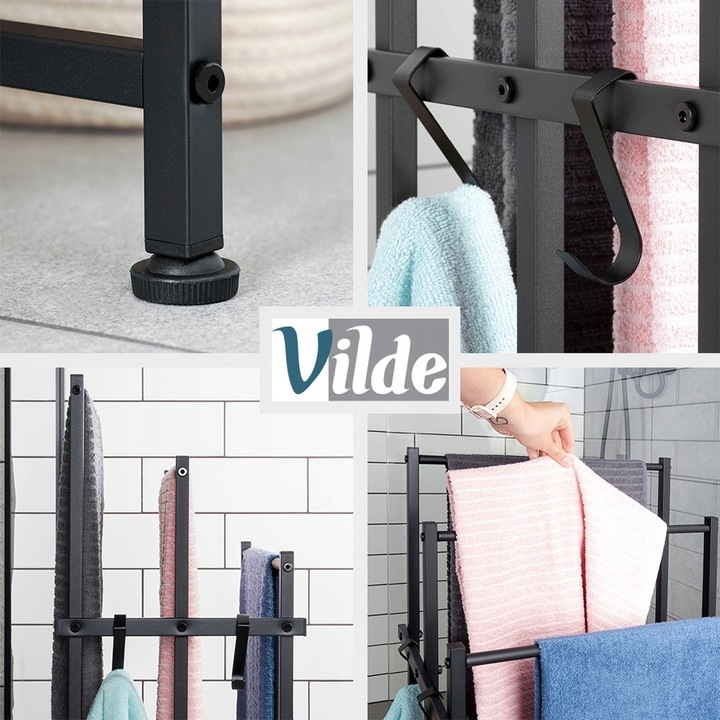 Stojak NA RĘCZNIKI wieszak łazienkowy podłogowy stojący czarny +