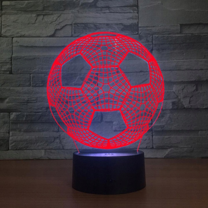 LAMPKA NOCNA DO SYPIALNI DLA DZIECI LED 3D RÓŻNE KOLORY PIŁKA NOŻNA + PILOT