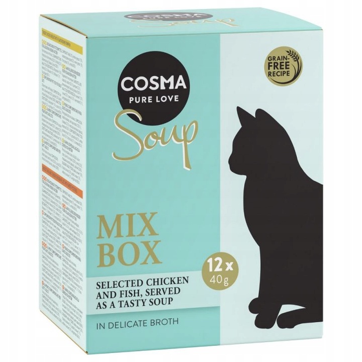 Mokra karma dla kota Cosma soup 12 x 40 g mix smaków 0,48 kg