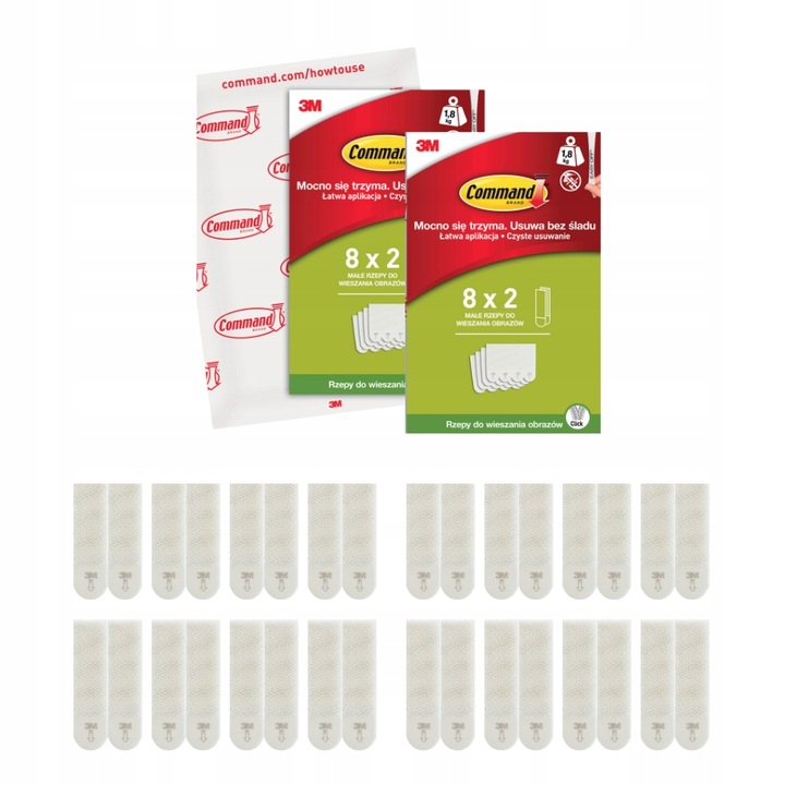 Command rzepy do wieszania obrazów bez wiercenia do 1,8 kg 32 szt. (16