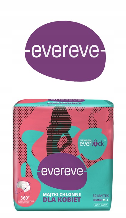 MAJTKI CHŁONNE MENSTRUACYJNE DLA KOBIET EVEREVE 30 SZT. ROZ: M-L