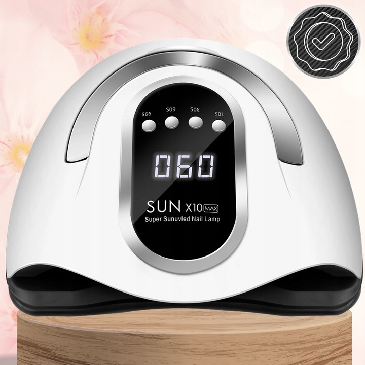 MOCNA LAMPA DO PAZNOKCI HYBRYD ŻELI UV LED SUN X10 MAX LCD Z RĄCZKĄ