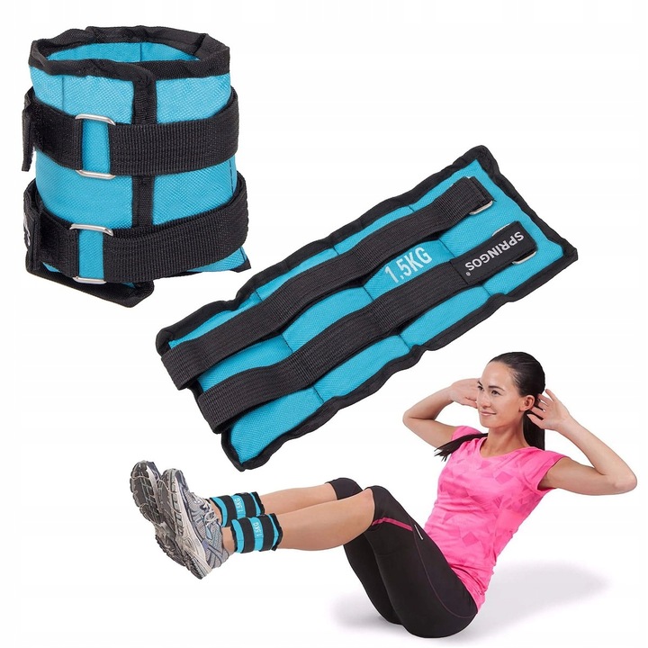 ZESTAW DO ĆWICZEŃ OBCIĄŻNIKI NA KOSTKI NADGARSTKI NOGI CIĘŻARKI 2x1,5 kg