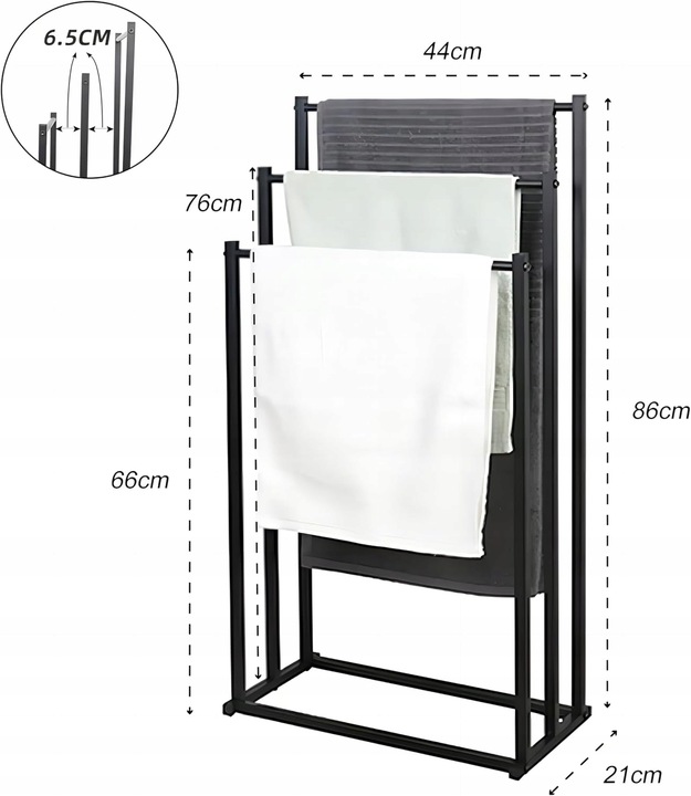 STOJAK NA RĘCZNIKI WIESZAK STOJĄCY PODŁOGOWY DO ŁAZIENKI METALOWY STABILNY